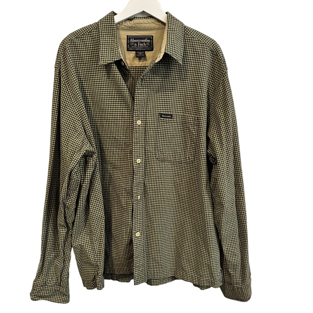 Abercrombie Fitch vintage 90s grunge Green plaid Button up cotton‎ Shirt X Large